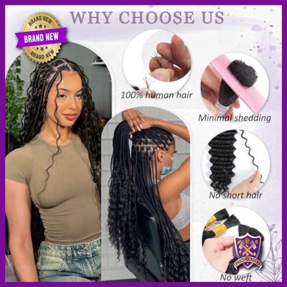20 Inch Human Hair Extensions 4 Bundles Deep Wave Boho Braiding Hair main image 4